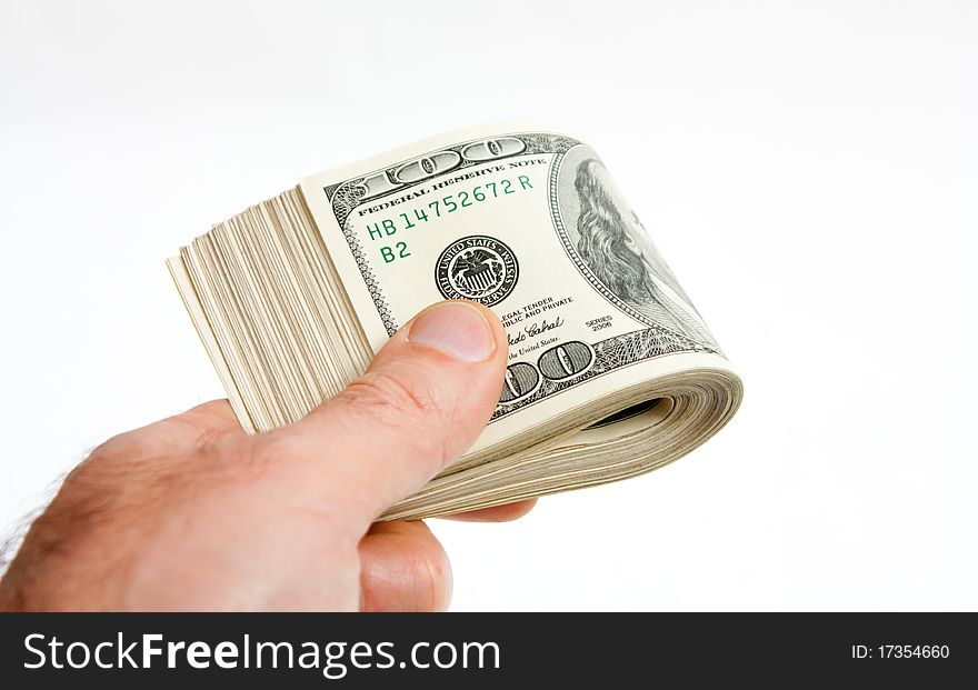 Closeup photo of dollars. Isolated on white background. Closeup photo of dollars. Isolated on white background.