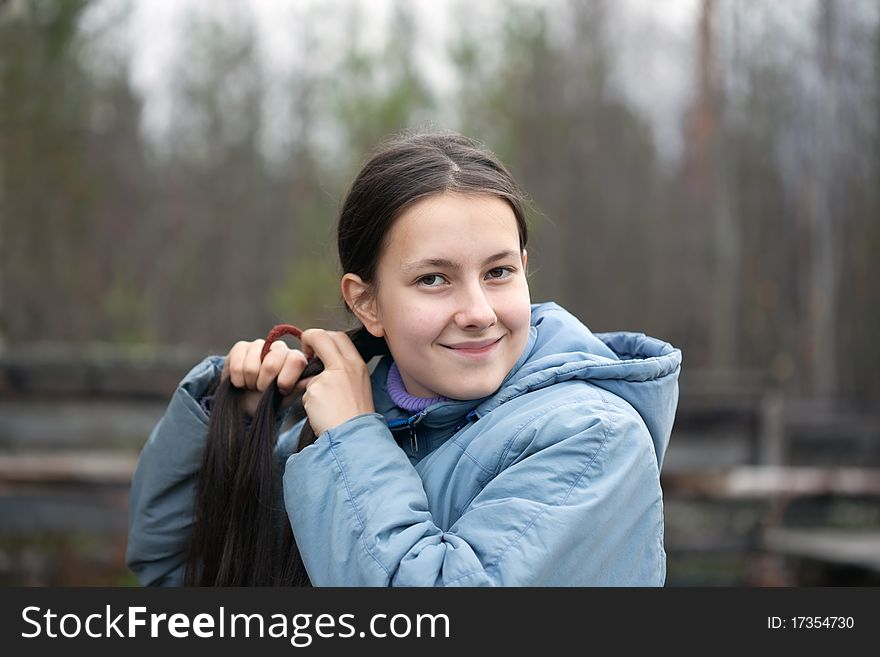 Girl cornrow during a walk in the woods