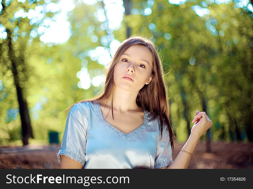 Portrait of romantic girl in Forest