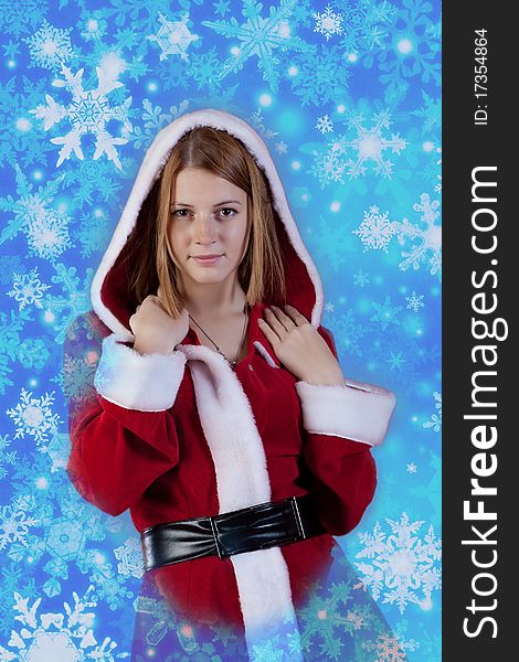 Portrait of beautiful sexy girl wearing santa claus clothes