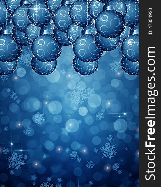 Christmas blue background with balls. Christmas blue background with balls