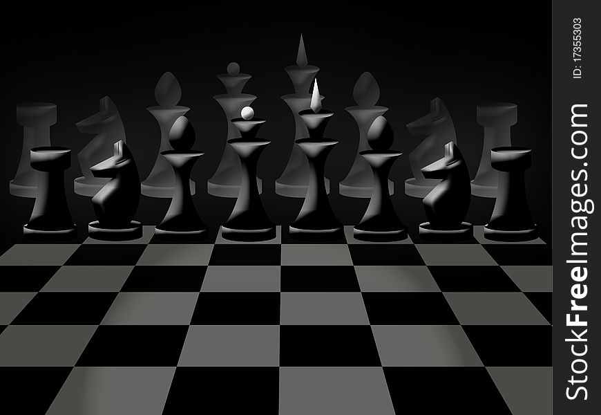 Composition of chessmen on chess board. Composition of chessmen on chess board
