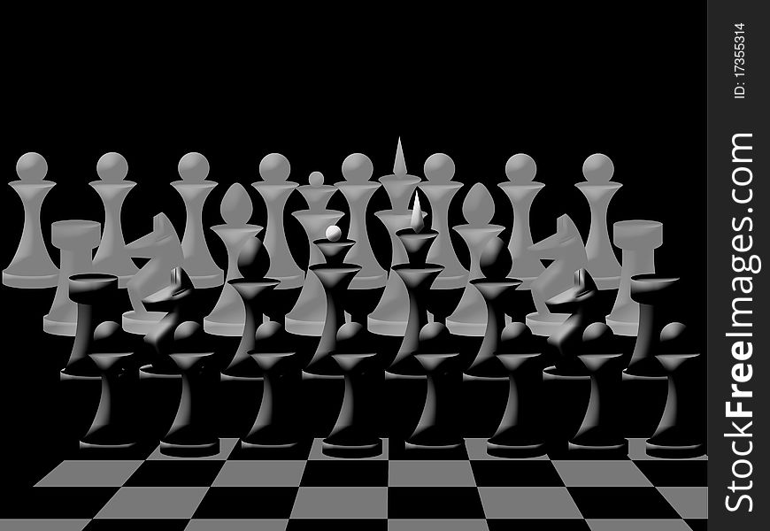 Composition of  chessmen on chessboard