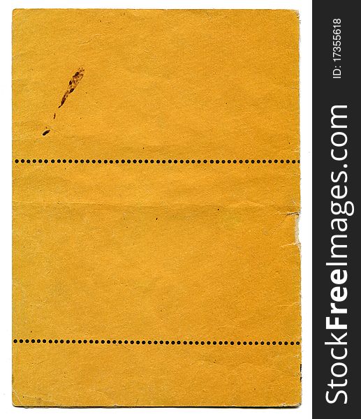 Cover old yellow booklet isolated on white background