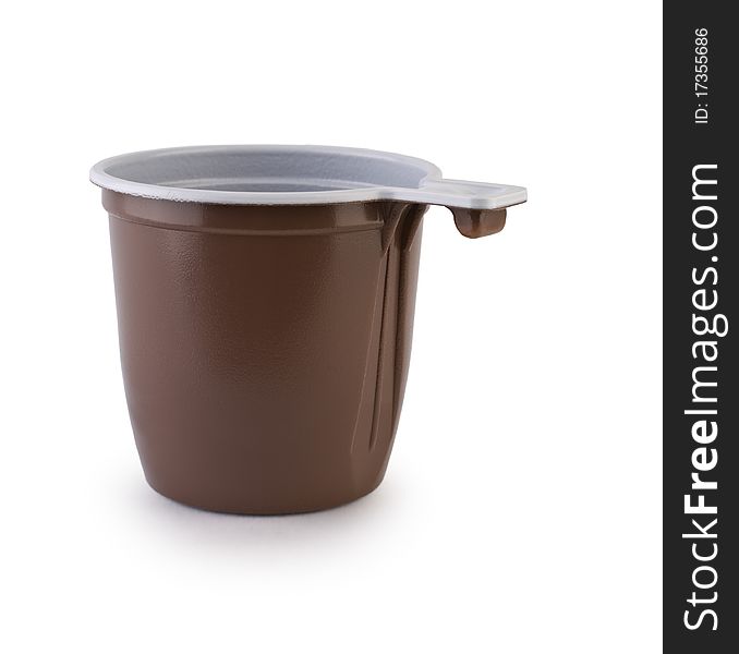 Brown Plastical Disposable Cup Isolated