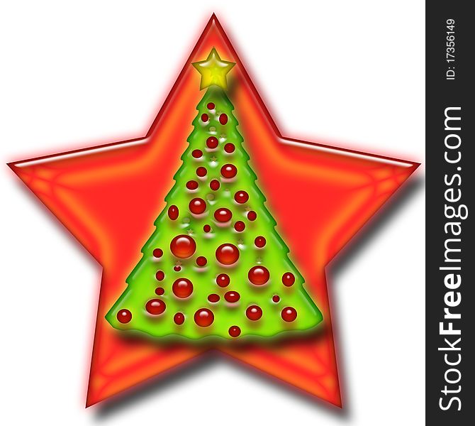 A Christmas Tree in a Red Star. A Christmas Tree in a Red Star