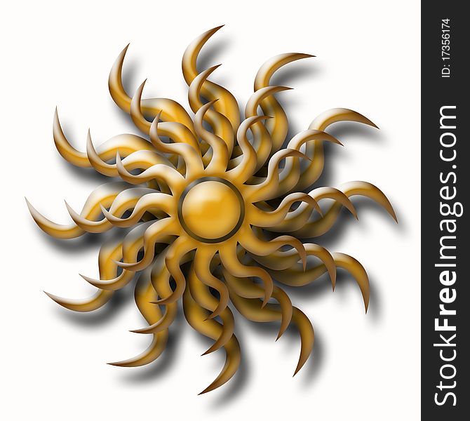 A 3D rendition of a sun illustration