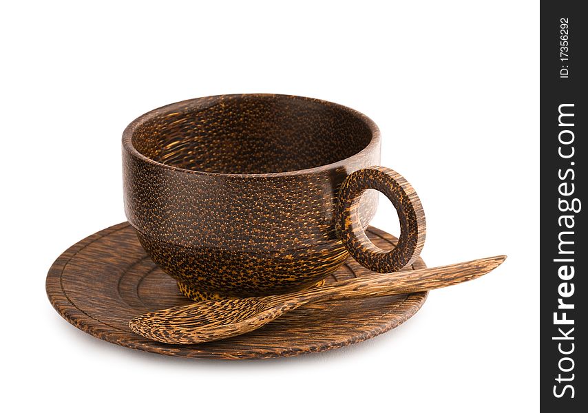 Empty Brown Wooden Cup Of Teak Tree