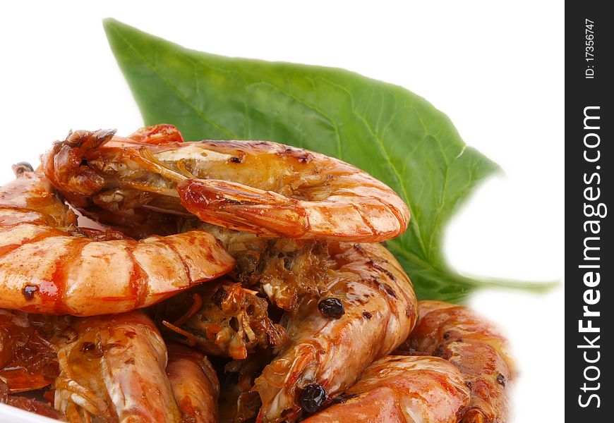 Fresh fried Tiger prawns. Close up. Fresh fried Tiger prawns. Close up