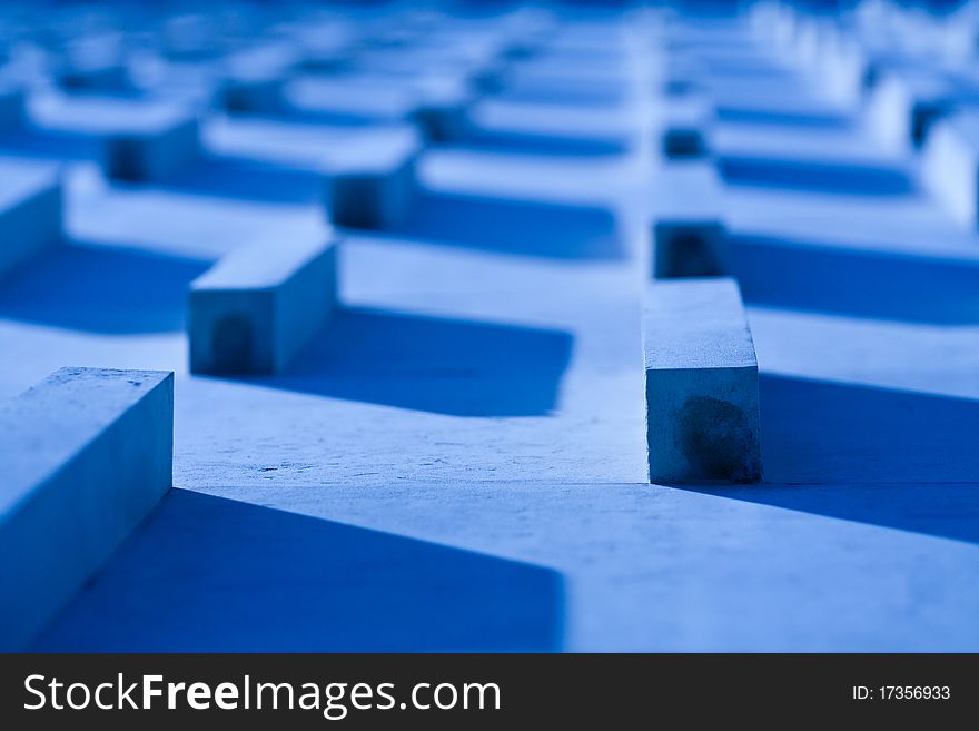 Blue wall with a lot of small bricks. Blue wall with a lot of small bricks