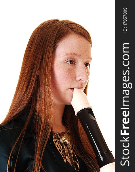 Girl playing flute.