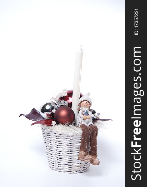 Christmas decoration with candle and child