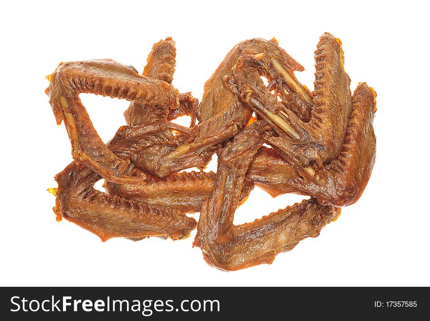 Chinese Braised Duck Wings On White Background