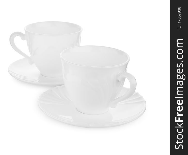 Two cups on a plate isolated