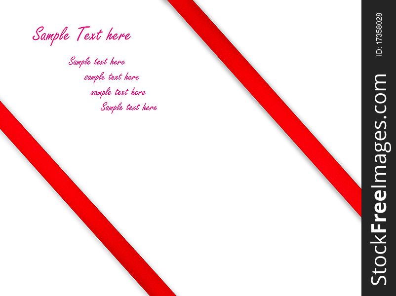 Red satin ribbon over white