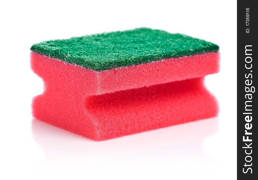 One red kitchen sponge
isolated on white background. One red kitchen sponge
isolated on white background