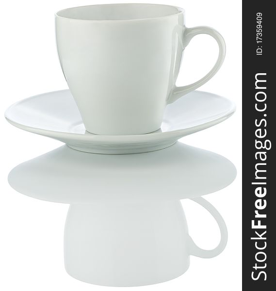 Cup On A Plate Isolated