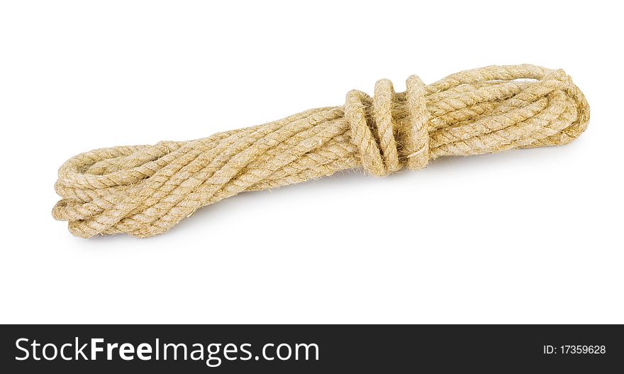 Brown rough string isolated on white background