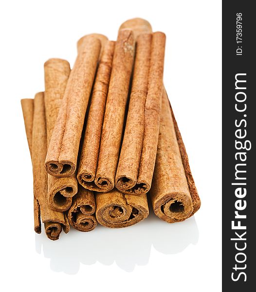 Stick of cinnamon isolated on white background