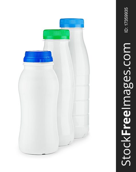 Three White Bottle Isolated