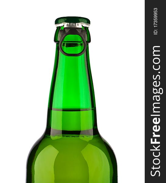 Top of green bottle isolated on white background