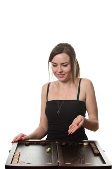 Woman Play Backgammon Stock Photo Woman Play Backgammon Stock Photo