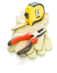 Gloves With Tapeline And Pliers Stock Images Gloves With Tapeline And Pliers Stock Images