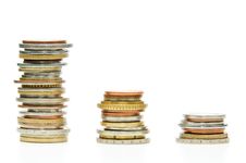 Three Stacks Of Coins Royalty Free Stock Photography
