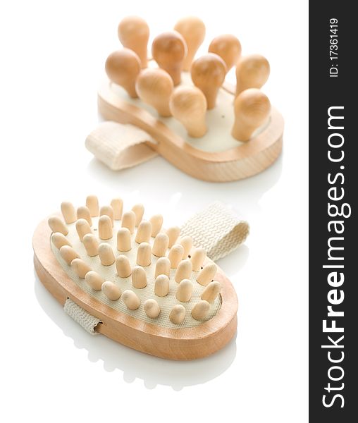 Two Wooden Massagers Isolated