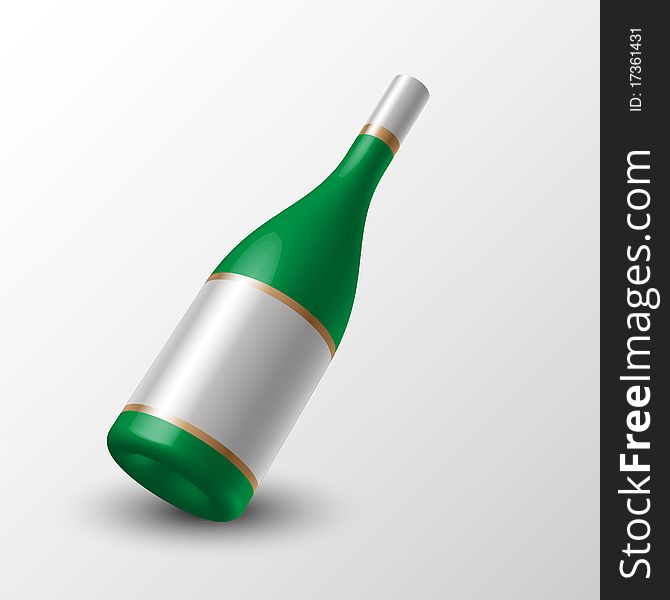 Green bottle, clip art illustration
