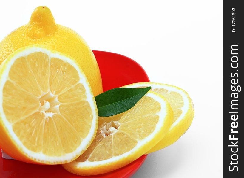 Lemon ripe fruit on a white background