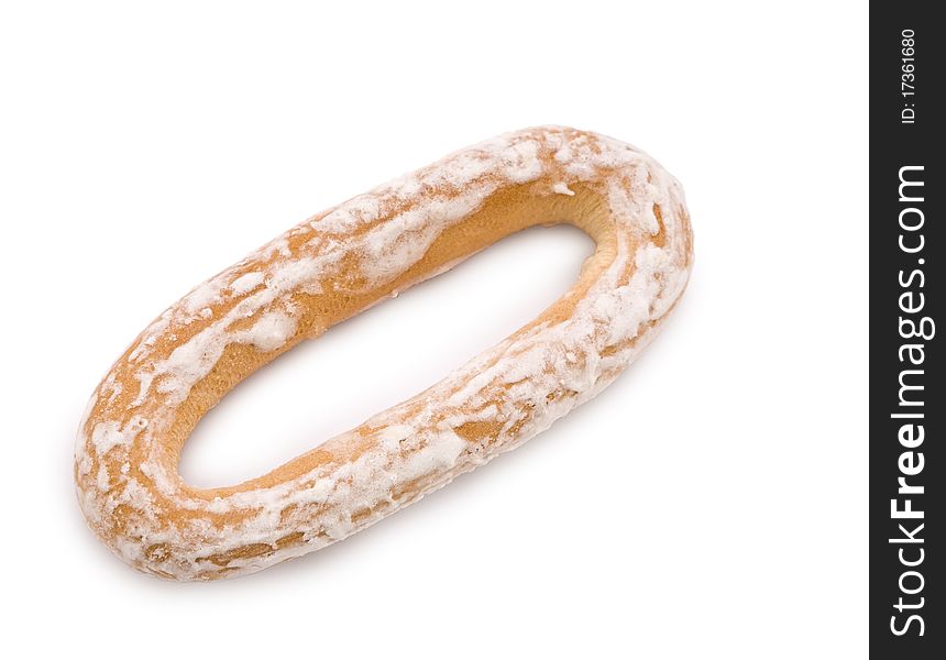 Bread-ring in glaze isolated on white background