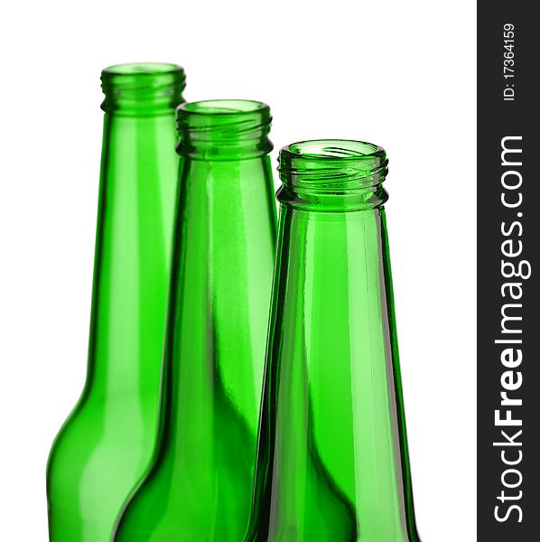 Top of three bottle isolated on white background