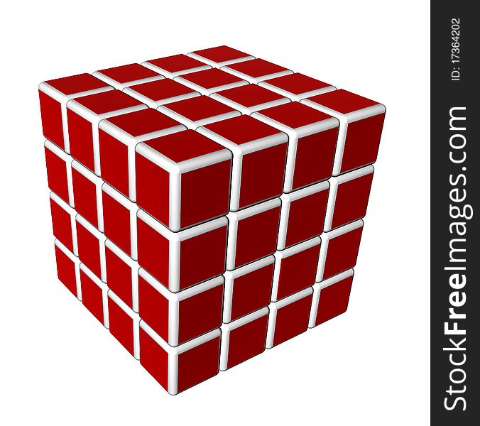 Red and isolated on a white background 3d cube to work. Red and isolated on a white background 3d cube to work