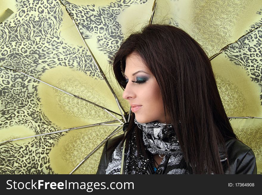 Portrait of young girl with great make-up, closed her eyes. Portrait of young girl with great make-up, closed her eyes