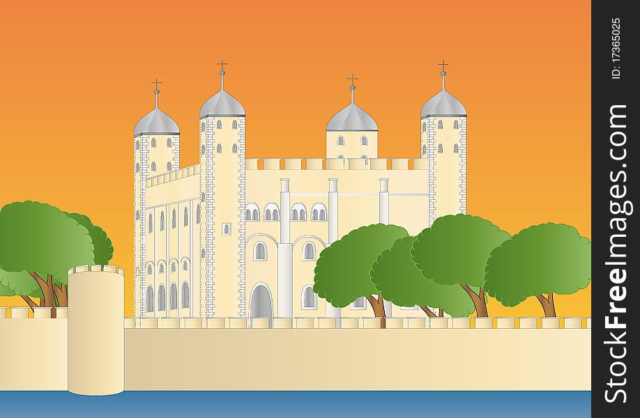 Illustration of the tower of London in England. Illustration of the tower of London in England