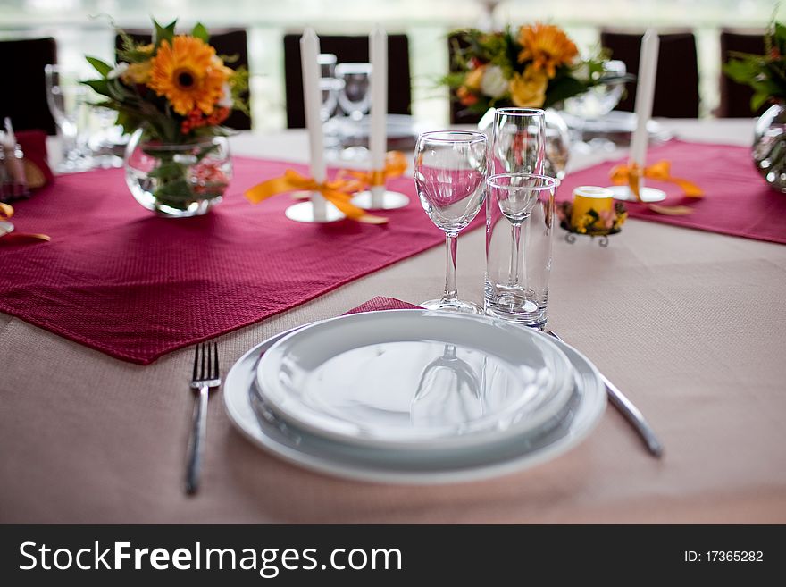 Wedding flowers - tables set for wedding day