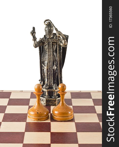 Two chess pieces isolated on a white background