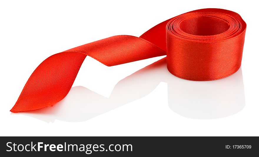 Red satin isolated on white background