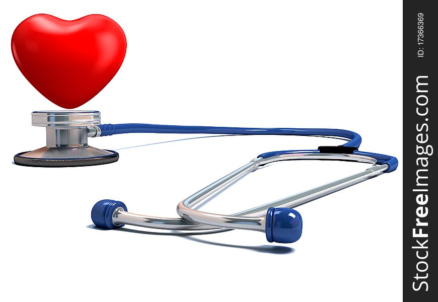 Stethoscope and a red heart isolated