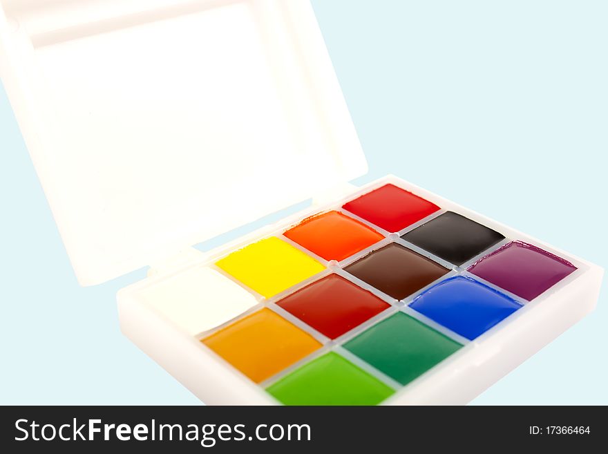 Watercolor isolated on a on blue background with clipping path