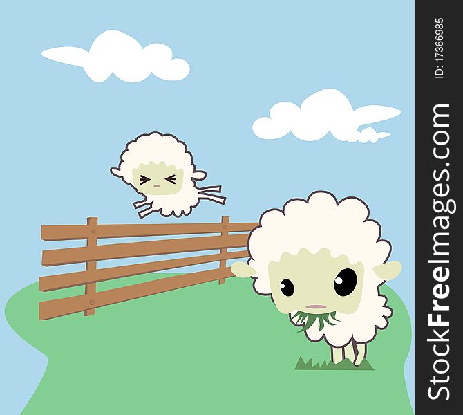 Cute little sheeps background vector