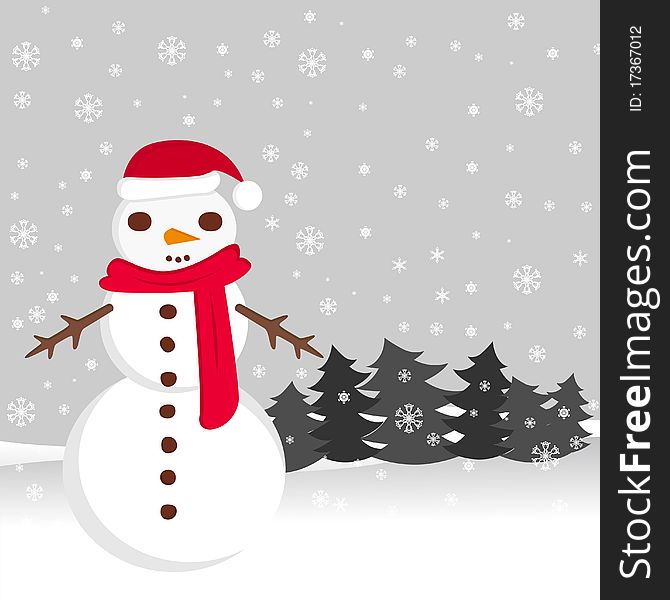 Snowman and christmas background vector