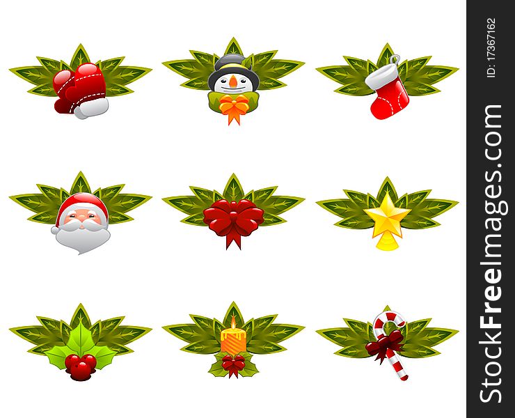 Set of christmas ornaments vector