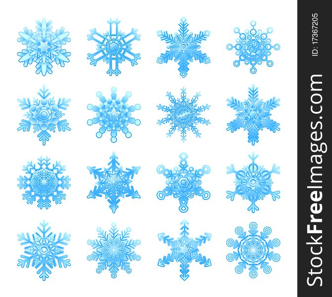 Set of snowflakes background vector. Set of snowflakes background vector