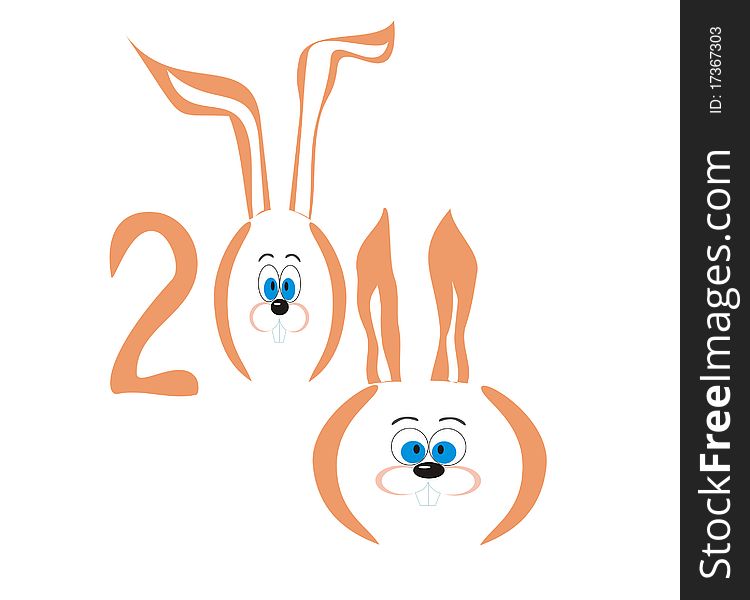 Happy new year 2011 and Christmas: rabbit. Happy new year 2011 and Christmas: rabbit