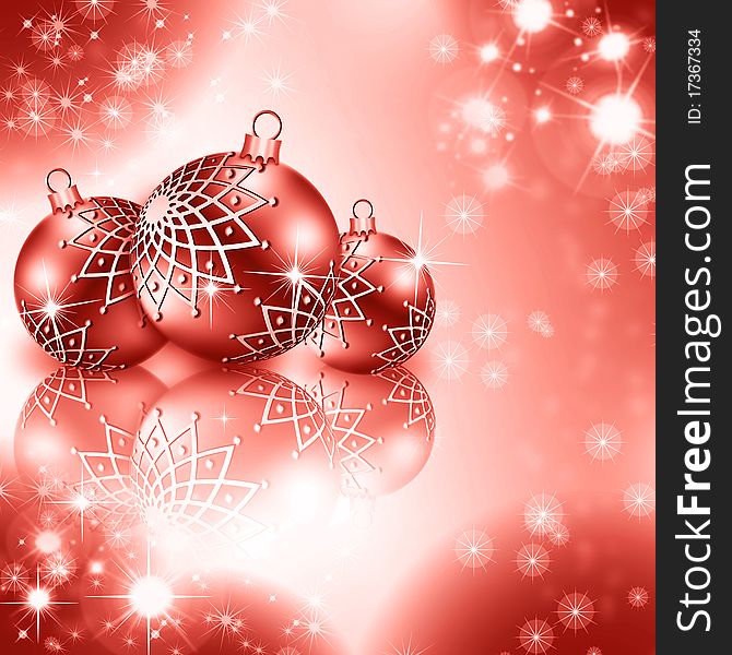 Christmas and New Year background with a glossy red balls. Christmas and New Year background with a glossy red balls