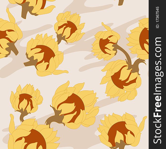 Vector seamless pattern with sunflowers. Vector seamless pattern with sunflowers