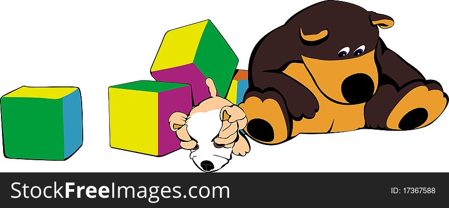 Illustration of children's toys on a white background it is isolated