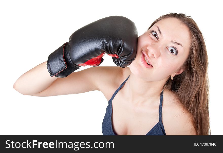 Sports Girl With Boxing Gloves